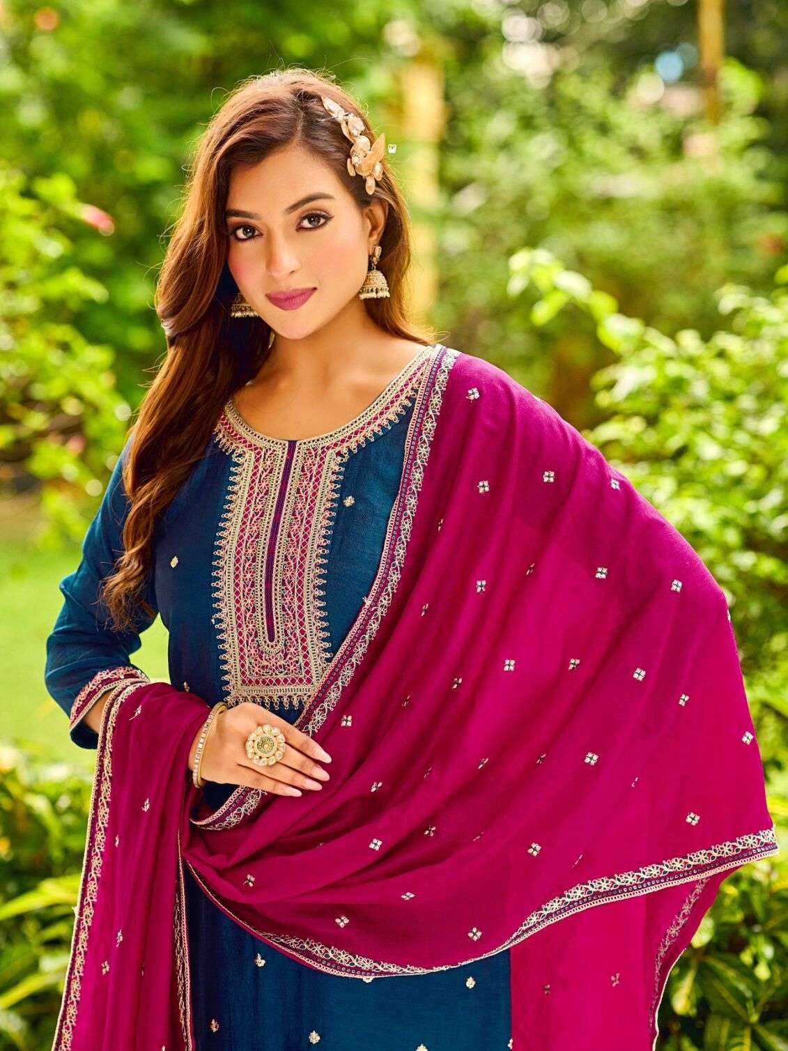 TOFFEE BY AANCHI IN VICHITRA SILK FANCY CONTRAST DUPATTA WORK