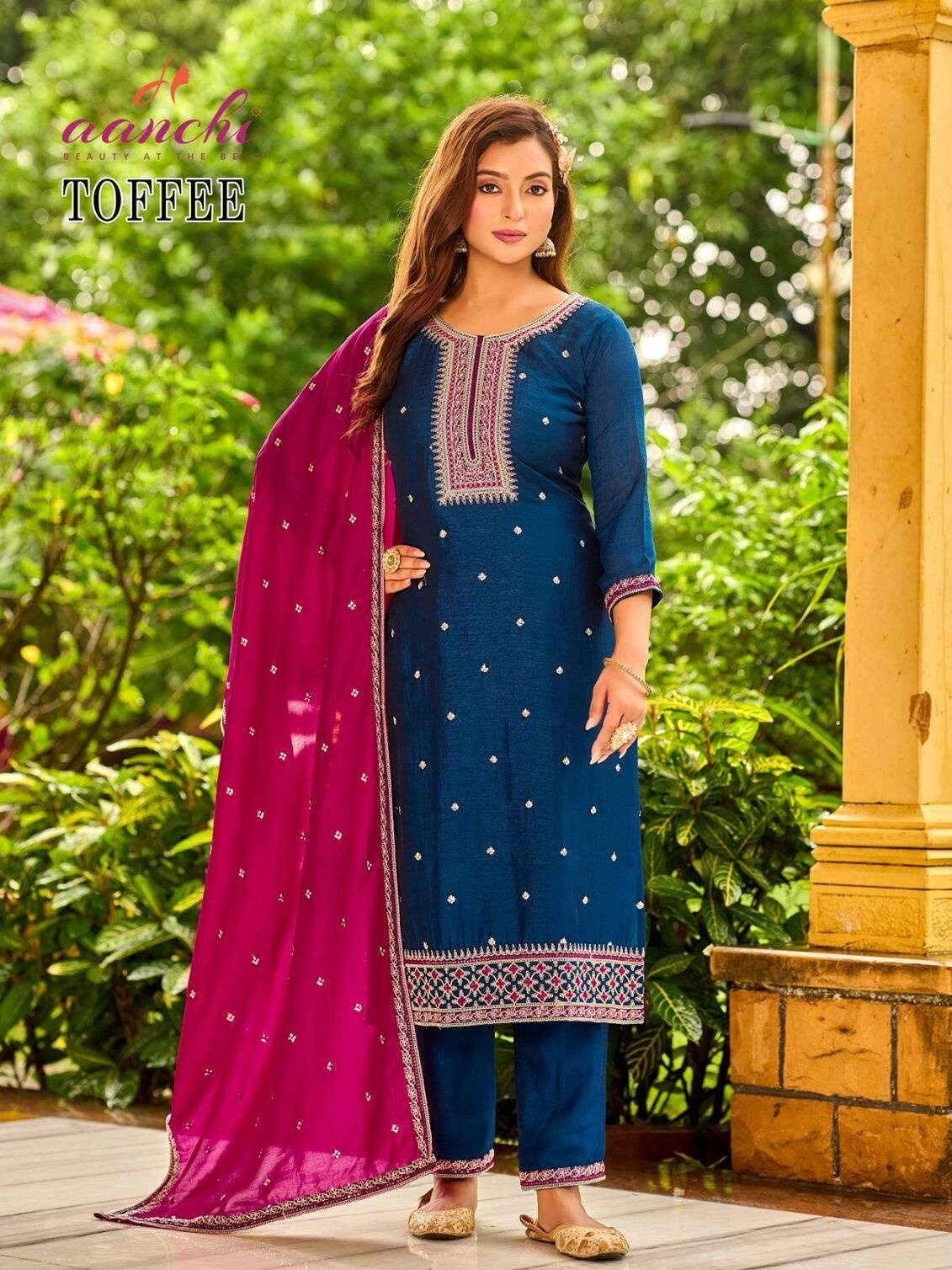 TOFFEE BY AANCHI IN VICHITRA SILK FANCY CONTRAST DUPATTA WORK