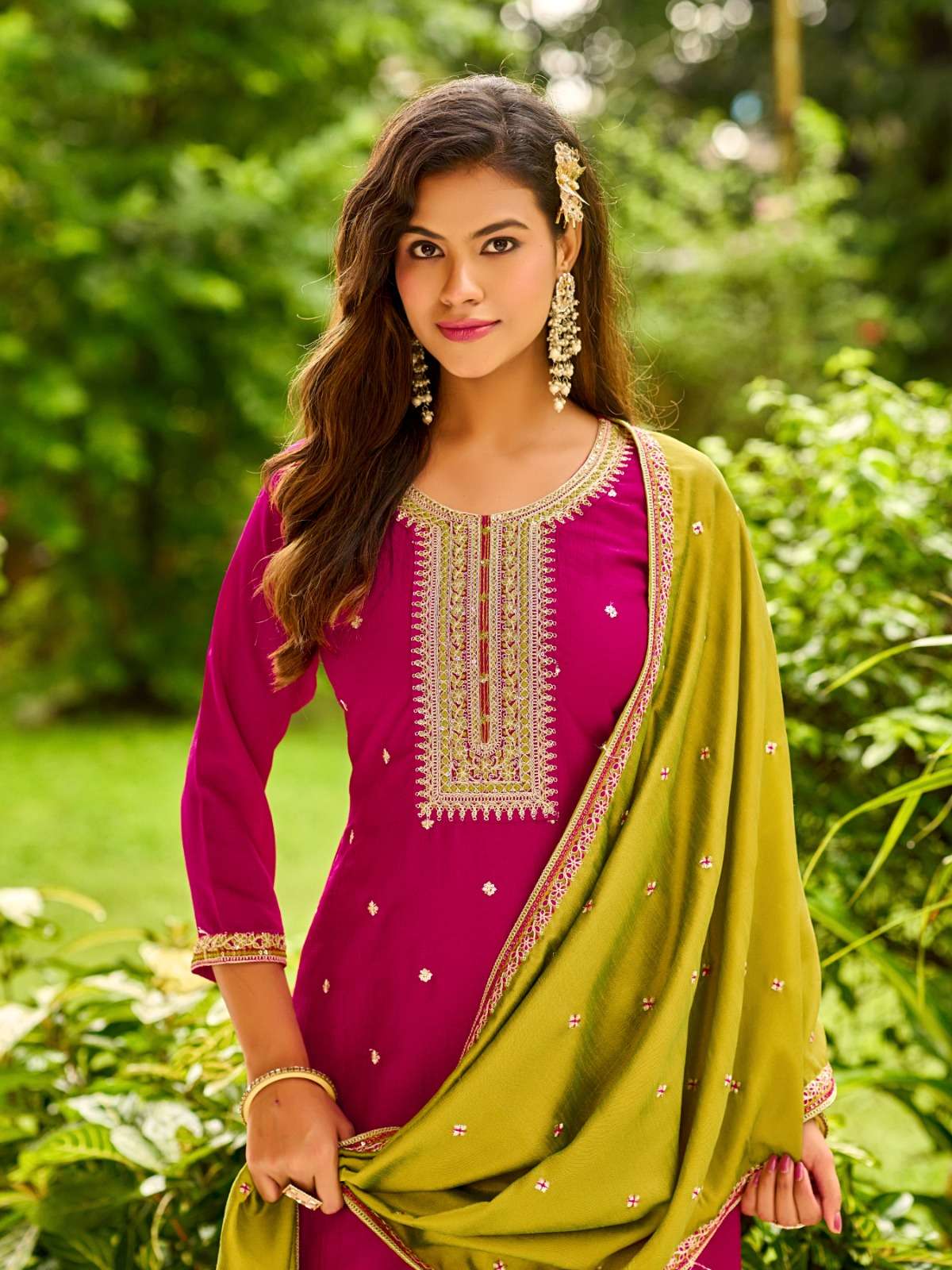 TOFFEE BY AANCHI IN VICHITRA SILK FANCY CONTRAST DUPATTA WORK