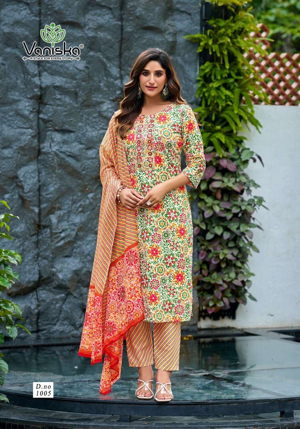 TRENDY COTTON VOL-1 BY VANISKA IN PURE COTTON PRINT WITH HEAVY EMBROIDERY WORK 