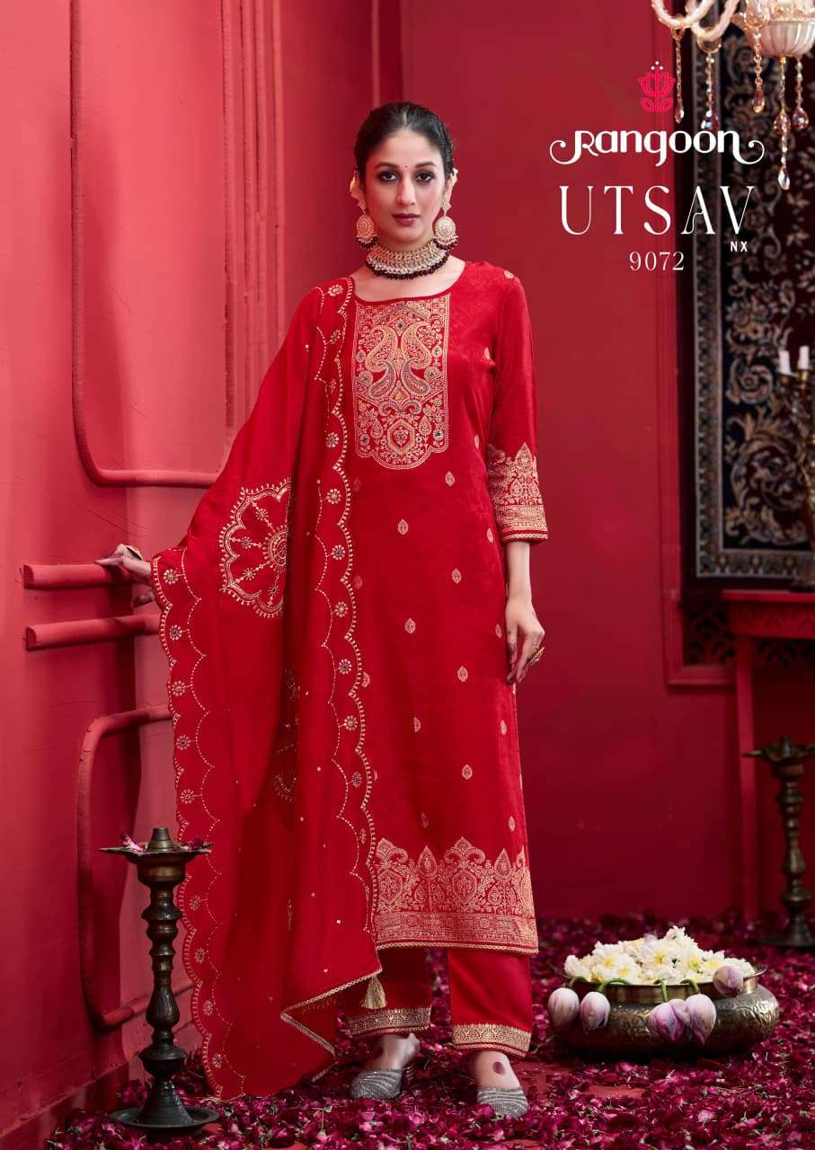 UTSAV NX BY RANGOON IN PURE DOLA RUSSIAN JACQUARD WITH KHATLI HANDWORK 