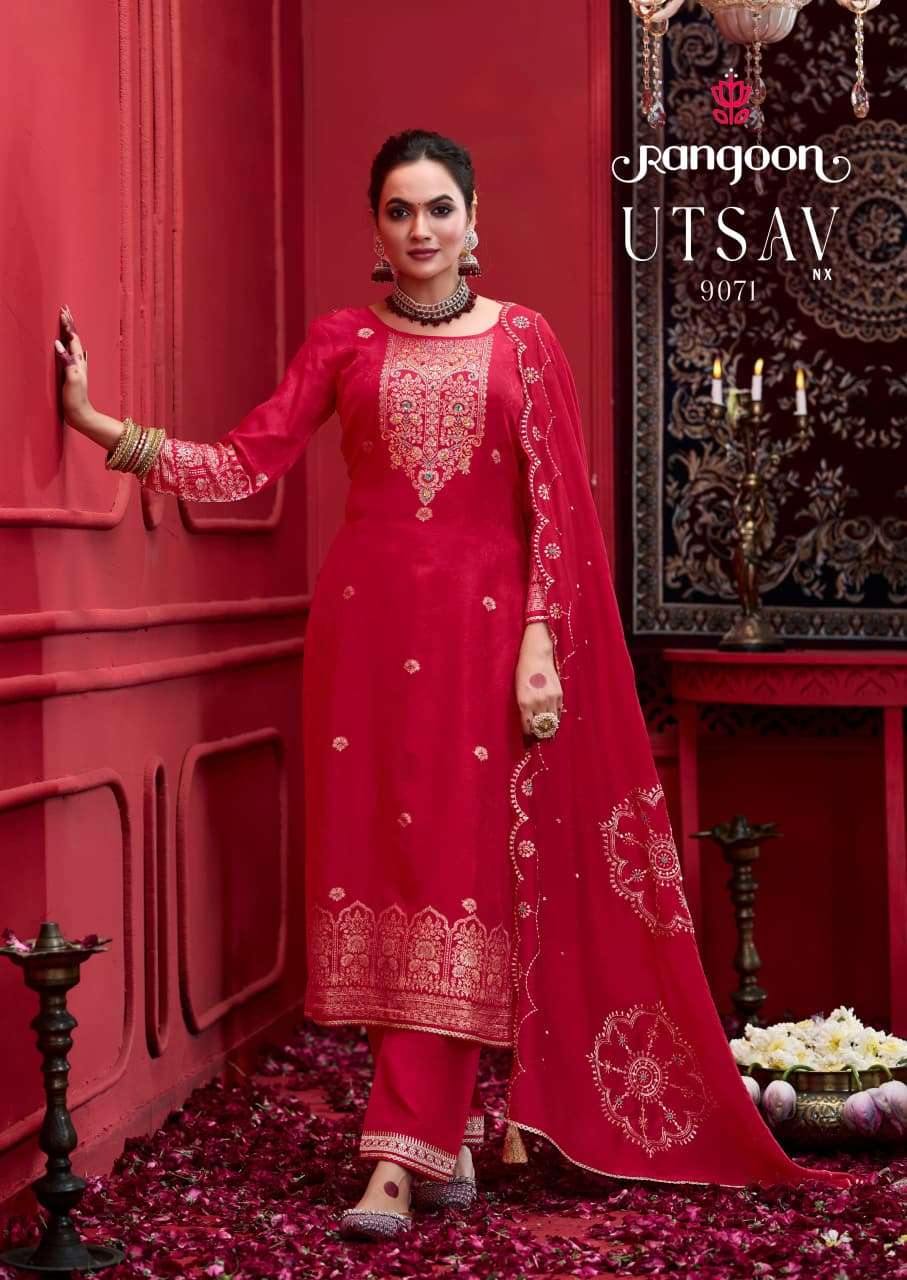 UTSAV NX BY RANGOON IN PURE DOLA RUSSIAN JACQUARD WITH KHATLI HANDWORK 