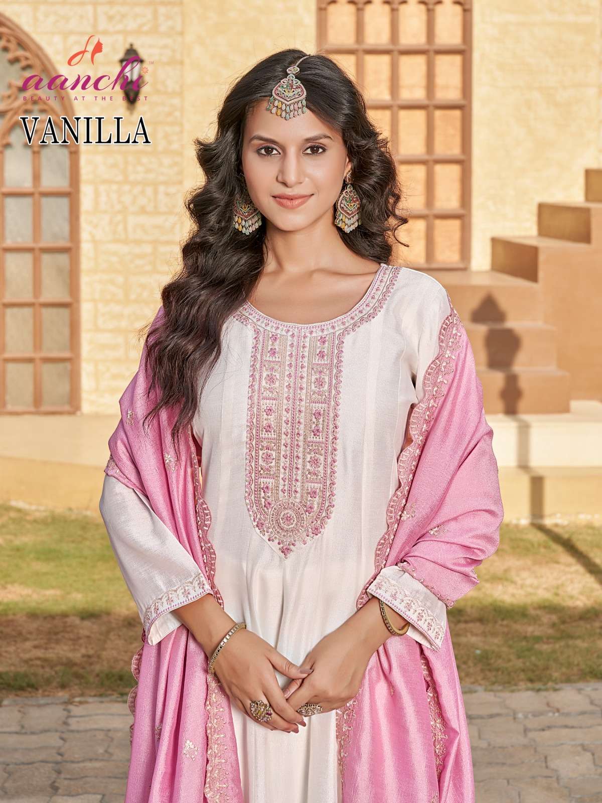 VANILLA BY AANCHI IN VICHITRA SILK WITH FANCY DUPATTA WORK 3 PCS SET 