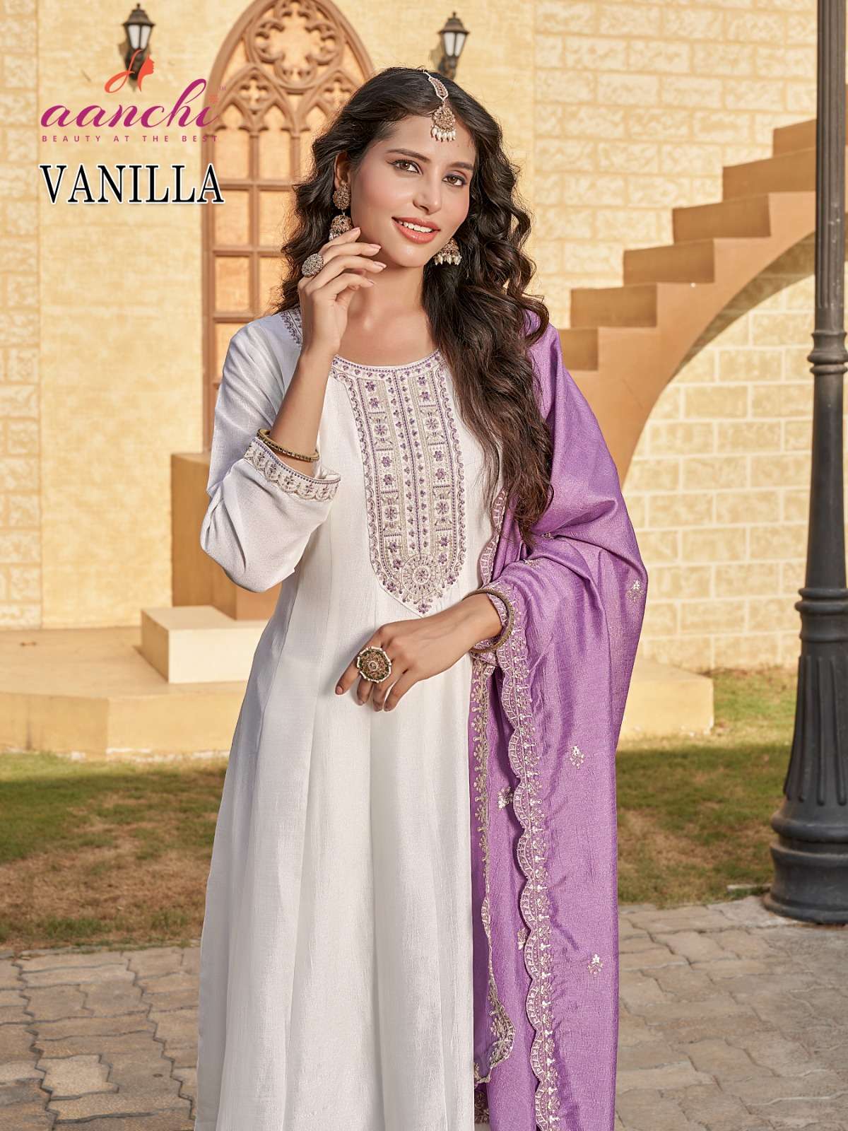 VANILLA BY AANCHI IN VICHITRA SILK WITH FANCY DUPATTA WORK 3 PCS SET 