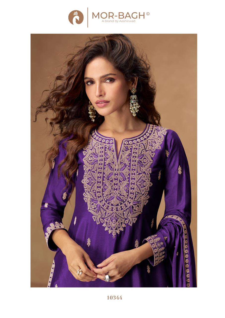 VEERA BY AASHIRWAD CREATION IN PREMIUM CHINON SILK WITH EMBROIDERY WORK 