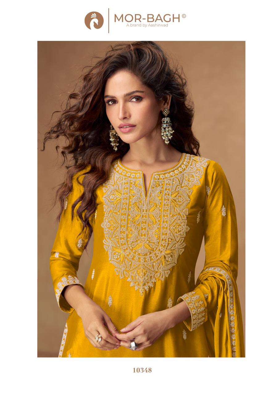 VEERA BY AASHIRWAD CREATION IN PREMIUM CHINON SILK WITH EMBROIDERY WORK 