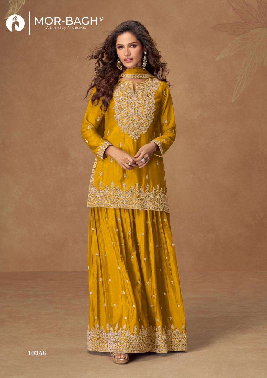 VEERA BY AASHIRWAD CREATION IN PREMIUM CHINON SILK WITH EMBROIDERY WORK 