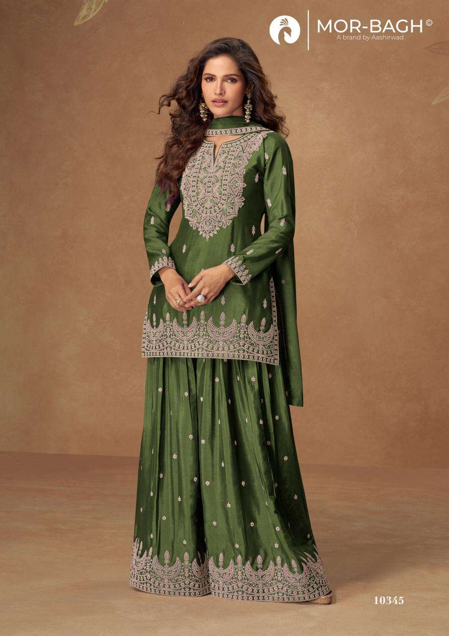 VEERA BY AASHIRWAD CREATION IN PREMIUM CHINON SILK WITH EMBROIDERY WORK 