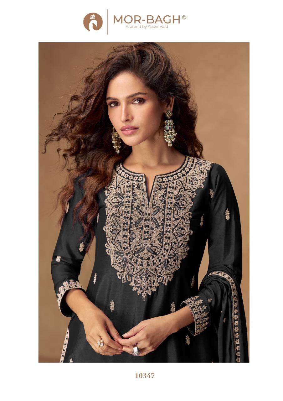 VEERA BY AASHIRWAD CREATION IN PREMIUM CHINON SILK WITH EMBROIDERY WORK 