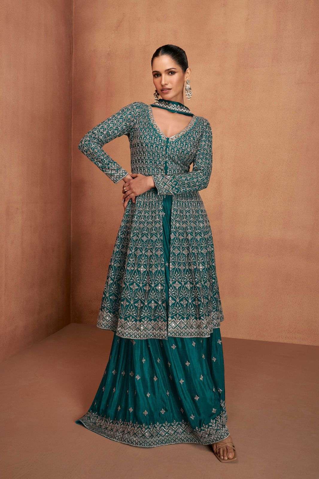 VIANA BY GULKAYRA DESIGNER IN REAL CHINON WITH HEAVY EMBROIDERY WORK 