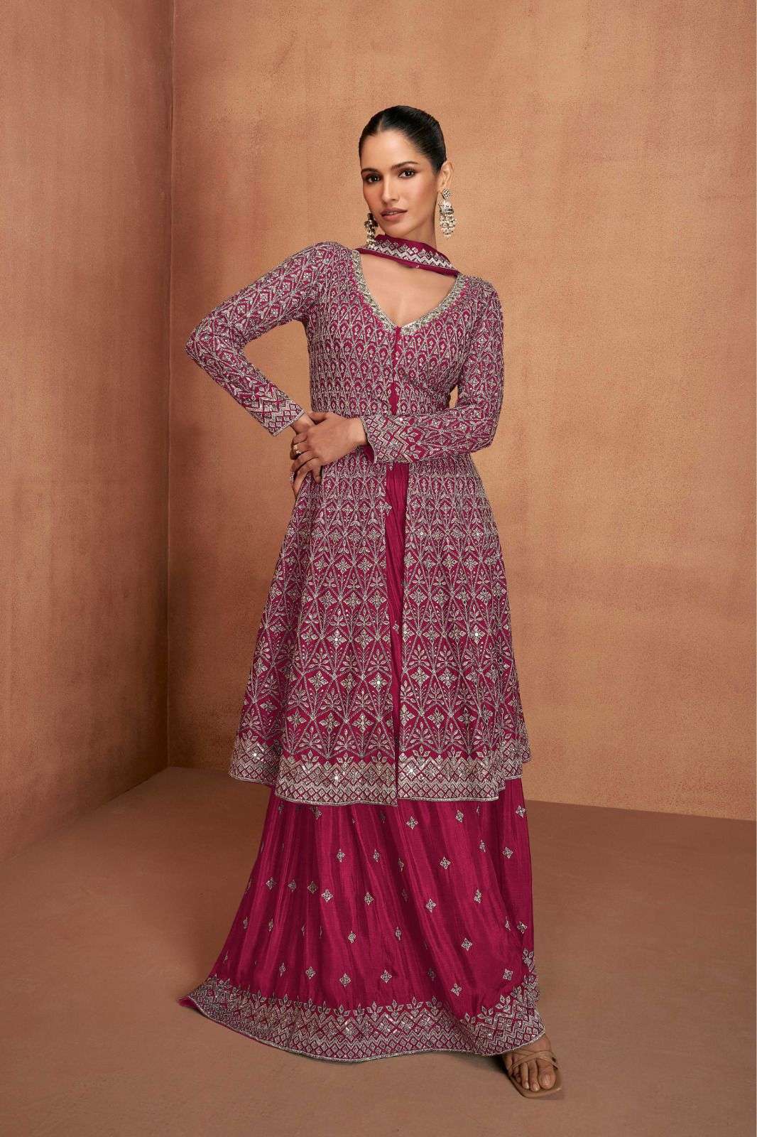 VIANA BY GULKAYRA DESIGNER IN REAL CHINON WITH HEAVY EMBROIDERY WORK 