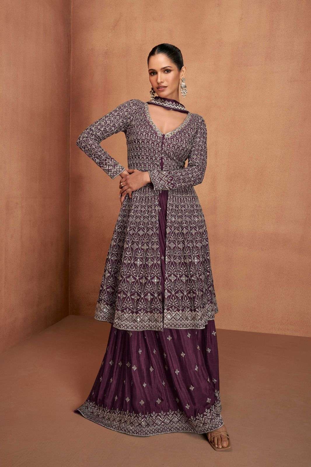 VIANA BY GULKAYRA DESIGNER IN REAL CHINON WITH HEAVY EMBROIDERY WORK 