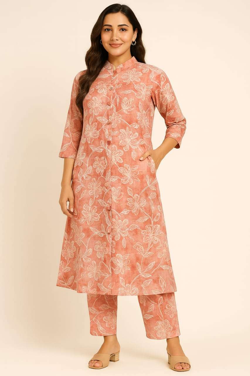 VOL-17 BY TEXOFAB IN VERTICAL PRINT ALINE KURTI PENT CO-ORD SET 