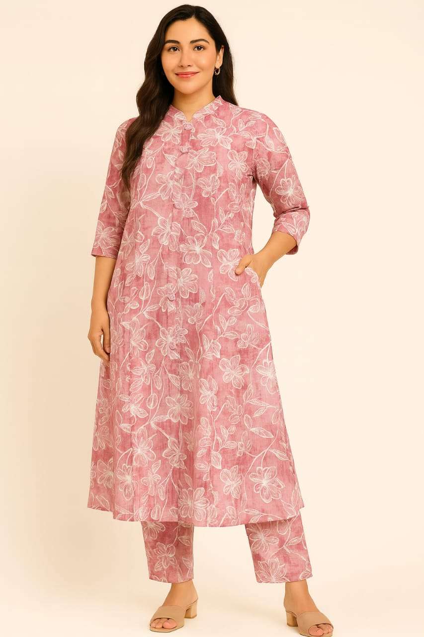 VOL-17 BY TEXOFAB IN VERTICAL PRINT ALINE KURTI PENT CO-ORD SET 