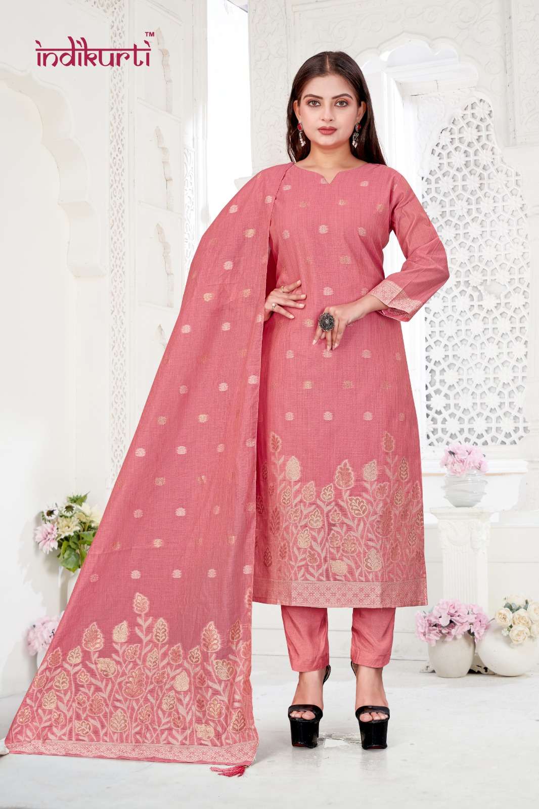 VOL :- 2 BY INDIKURTI IN JACQUARD JAMDANI TOP BOTTON WITH DUPATTA 