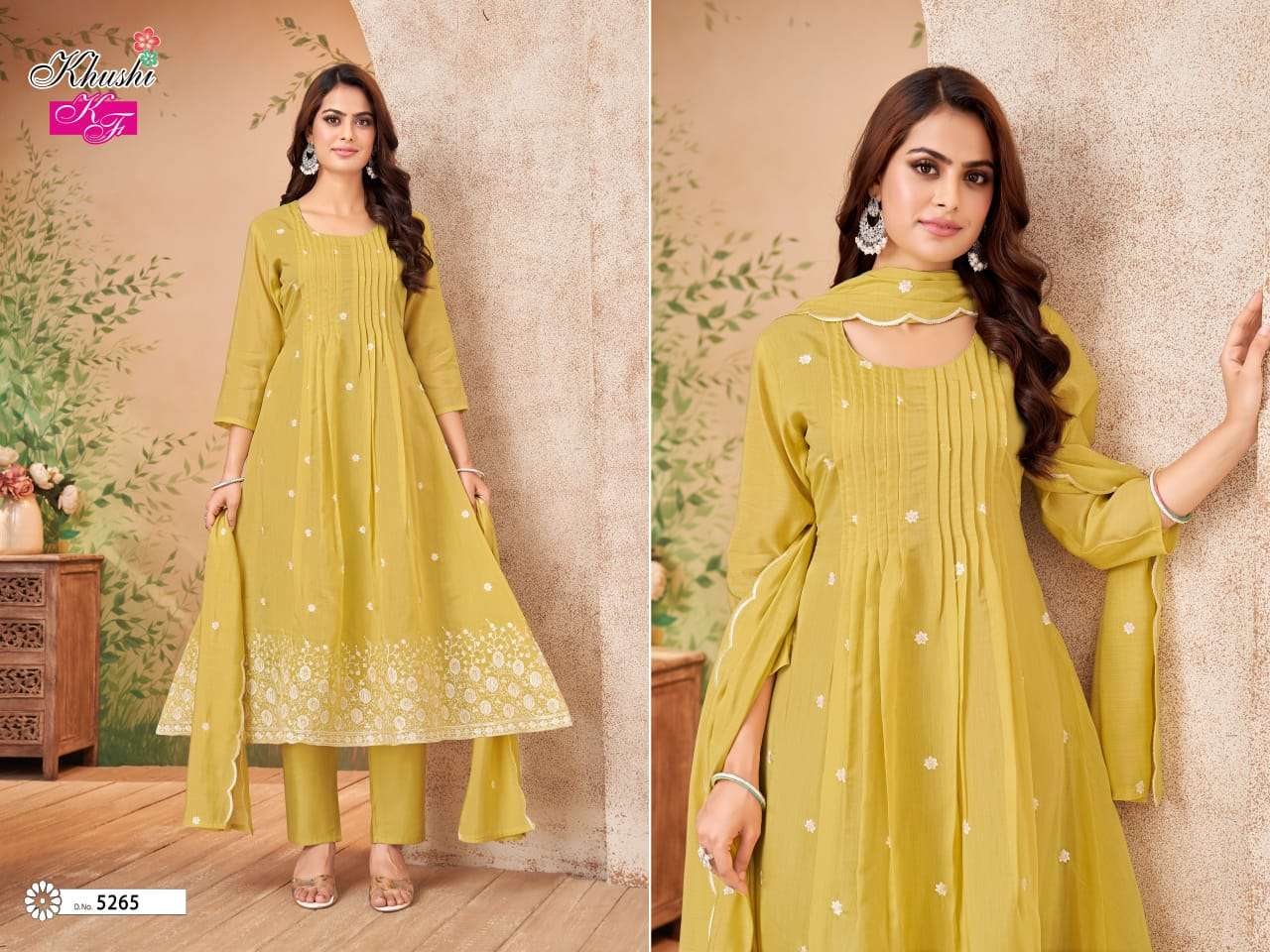 VOL-2 BY KHUSHI FASHION IN MAL CHANDRI KURTI PENT DUPATTA SET WITH WORK 