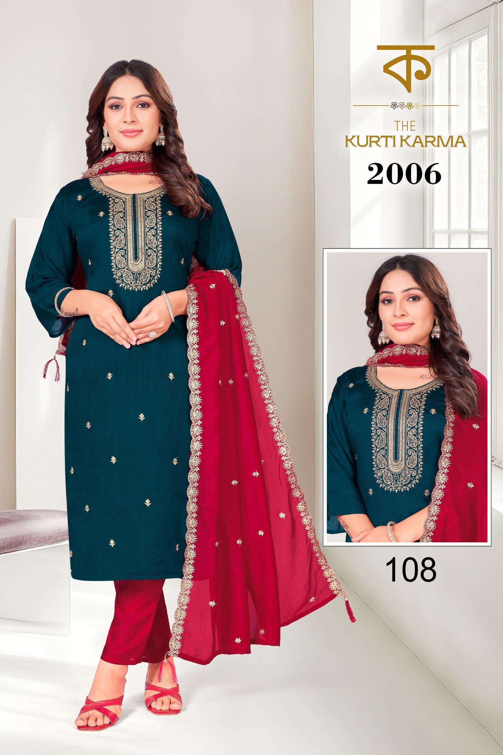 VOL :- 2006 BY THE KURTI KRAMA IN VICHITRA SILK WITH HEAVY EMBROIDERY WORK 