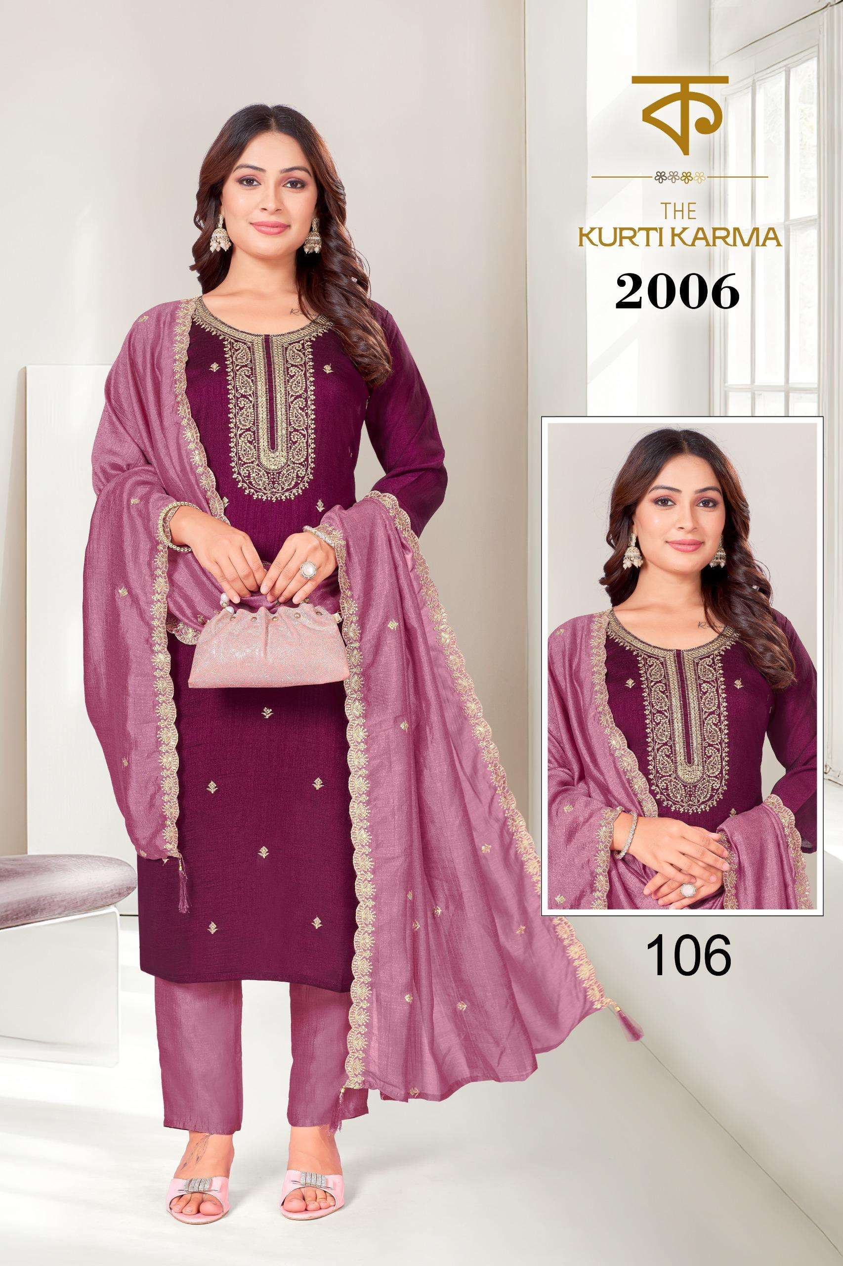 VOL :- 2006 BY THE KURTI KRAMA IN VICHITRA SILK WITH HEAVY EMBROIDERY WORK 