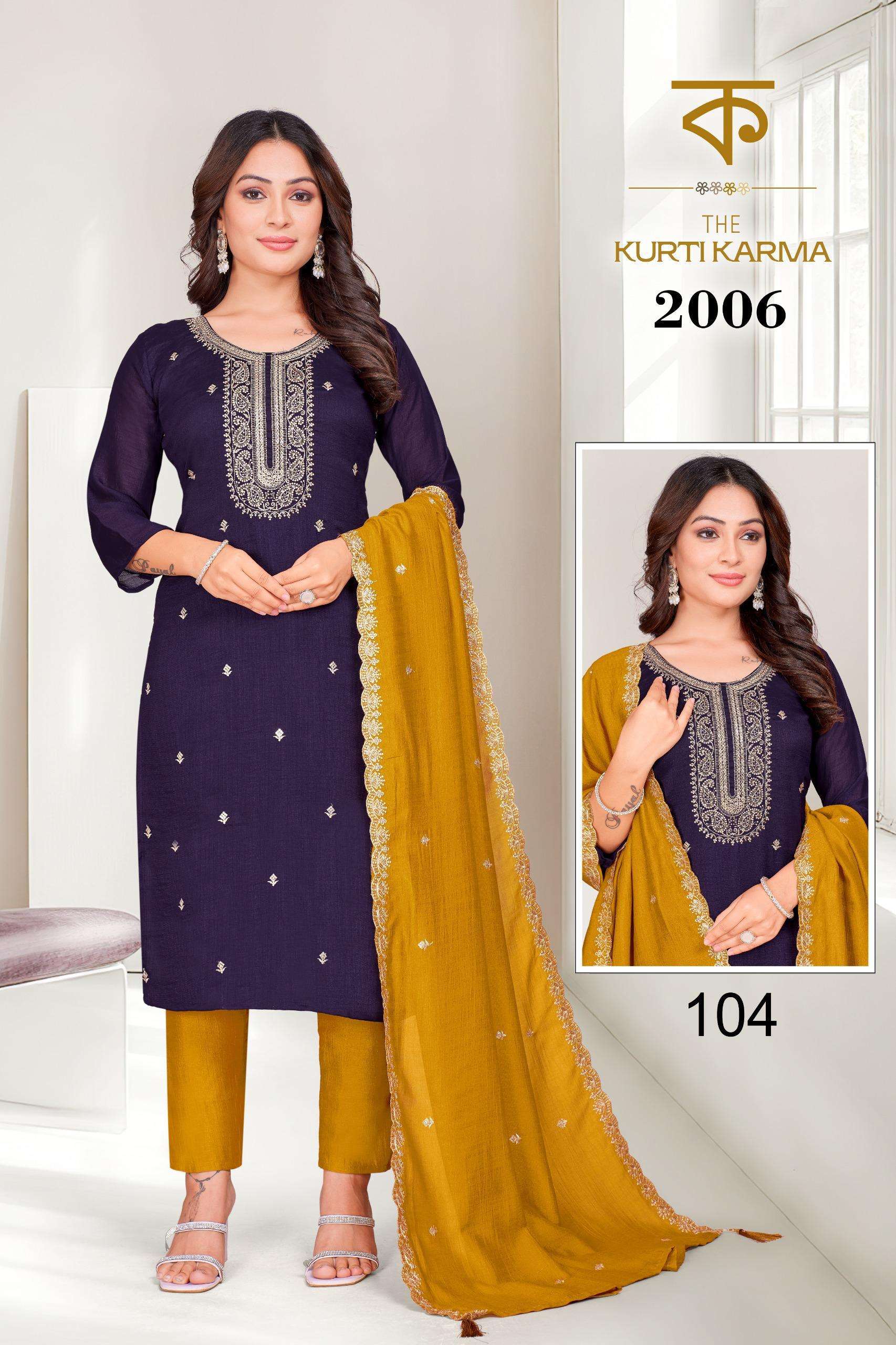 VOL :- 2006 BY THE KURTI KRAMA IN VICHITRA SILK WITH HEAVY EMBROIDERY WORK 