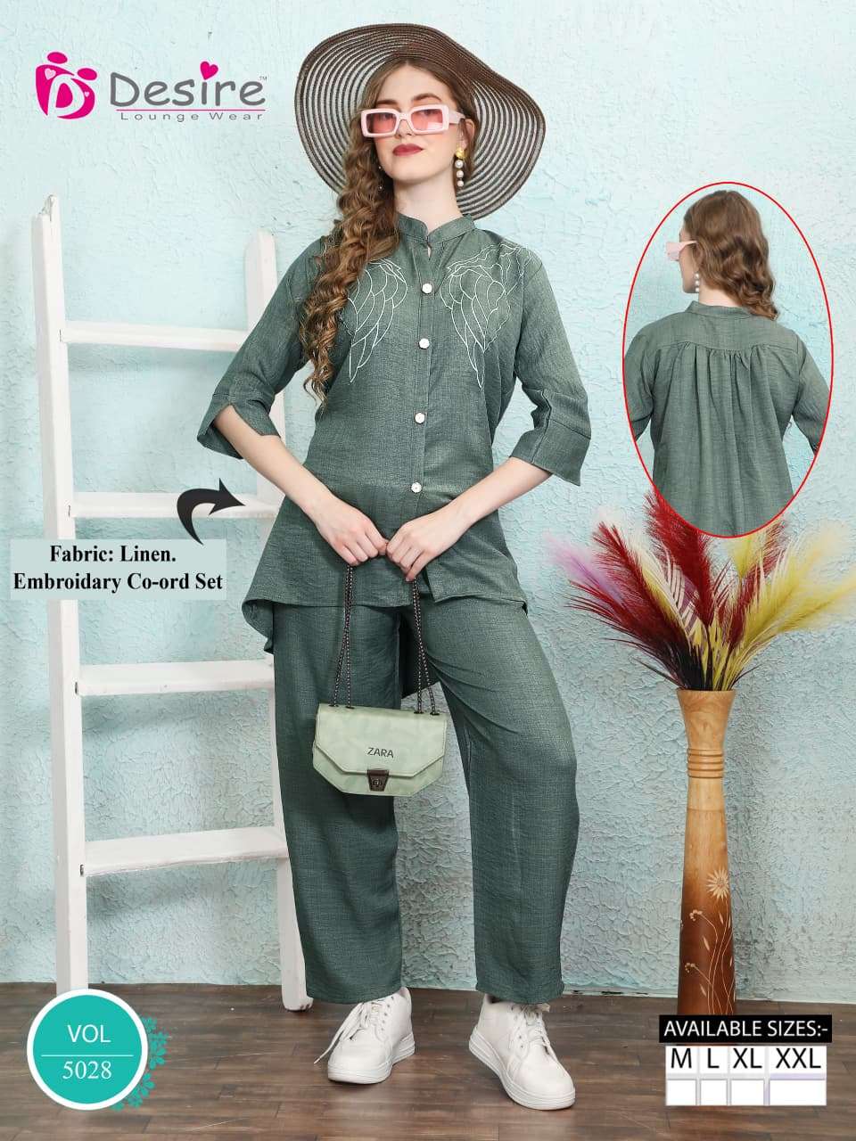 VOL :- 5028 BY DESIRE IN PURE COTTON WITH PURE EMBROIDERY LINE CO-ORD SET 