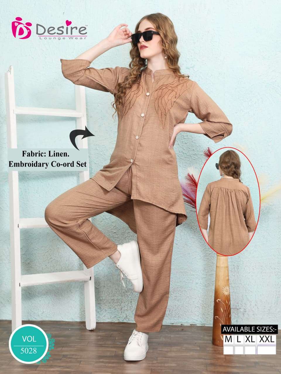 VOL :- 5028 BY DESIRE IN PURE COTTON WITH PURE EMBROIDERY LINE CO-ORD SET 