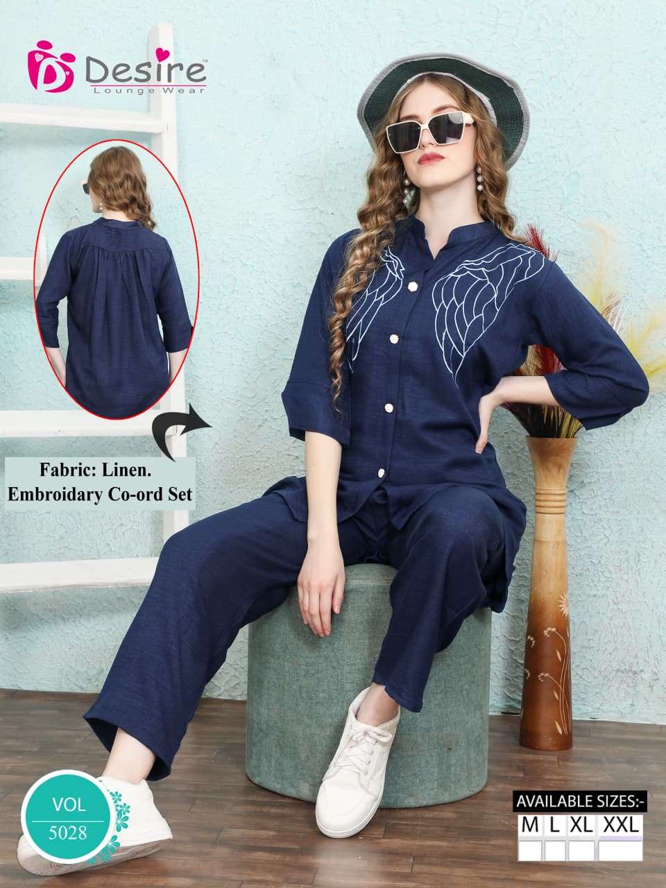 VOL :- 5028 BY DESIRE IN PURE COTTON WITH PURE EMBROIDERY LINE CO-ORD SET 