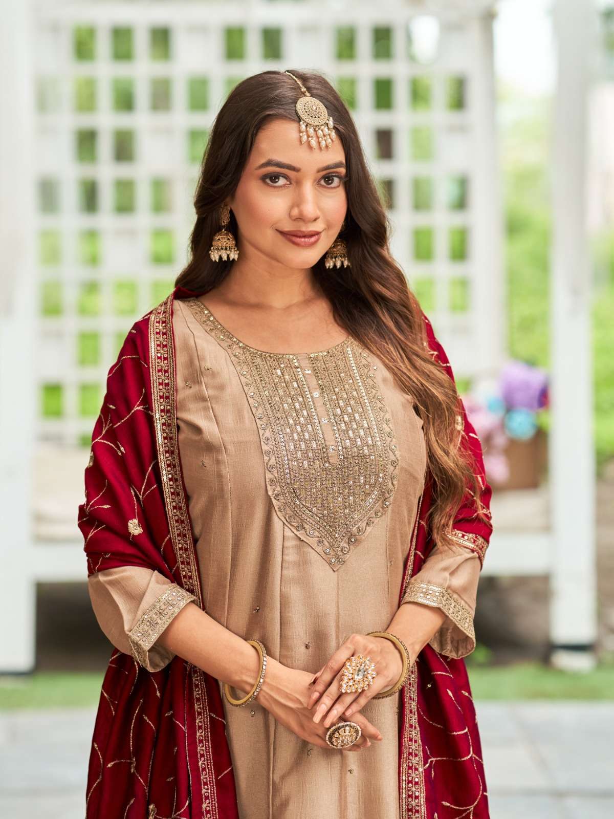 VOLVO BY AANCHI IN VICHITRA SILK WITH FANCY CONTRAS DUPATTA WORK