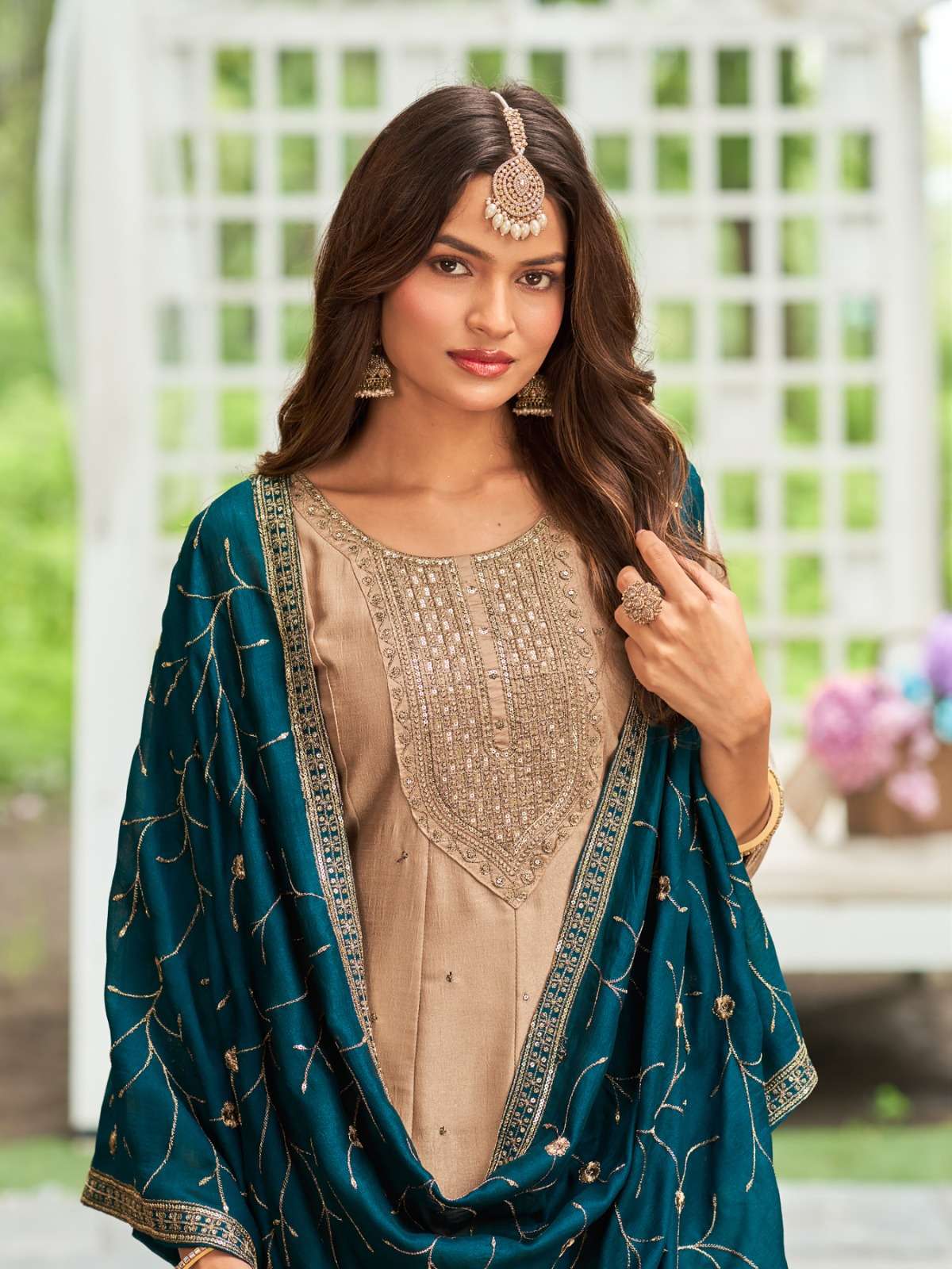 VOLVO BY AANCHI IN VICHITRA SILK WITH FANCY CONTRAS DUPATTA WORK