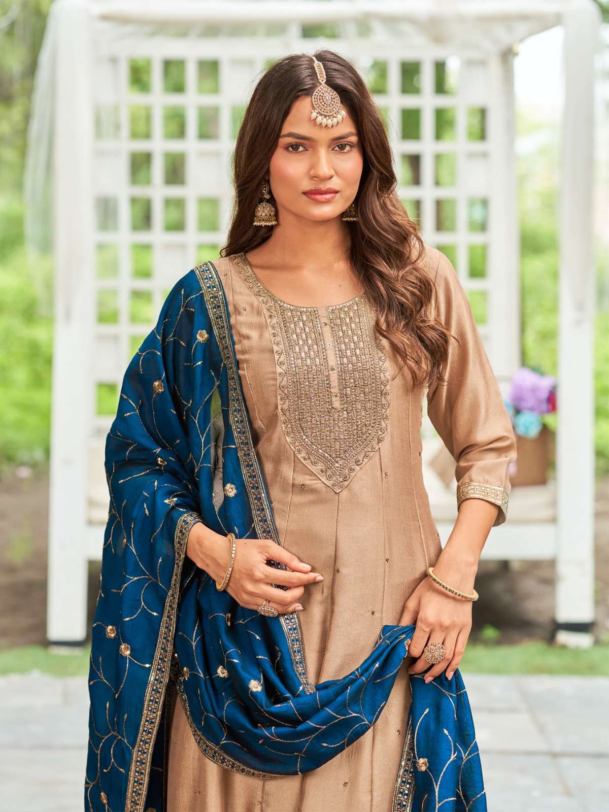 VOLVO BY AANCHI IN VICHITRA SILK WITH FANCY CONTRAS DUPATTA WORK