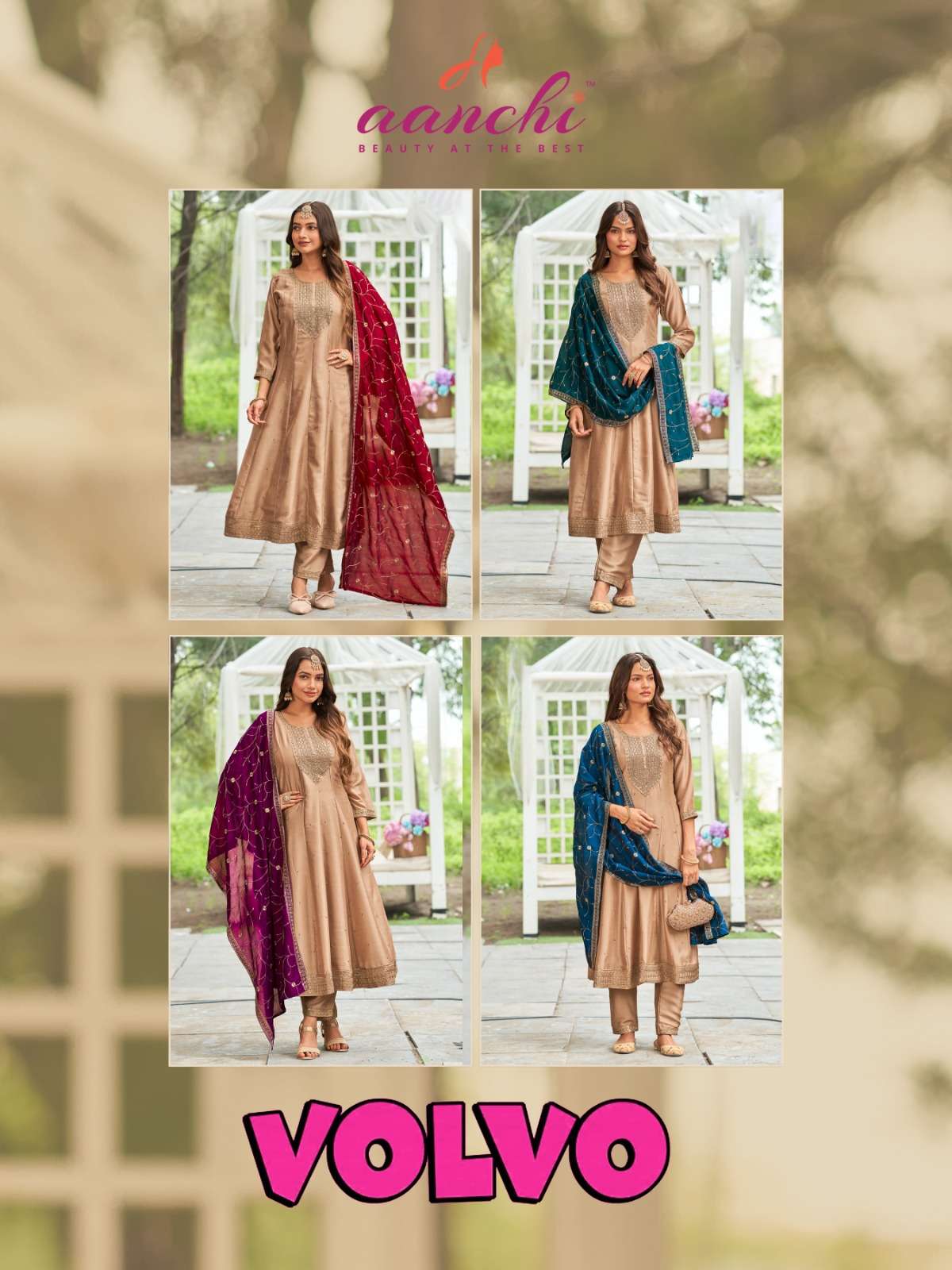 VOLVO BY AANCHI IN VICHITRA SILK WITH FANCY CONTRAS DUPATTA WORK