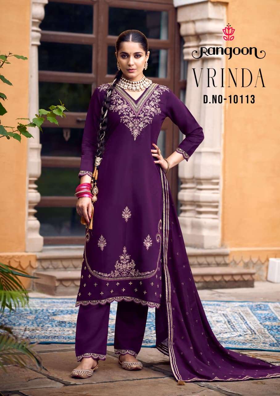 VRINDA BY RANGOON IN PURE SILK WITH FANCY WORK & FULL COTTON MUL INNER 
