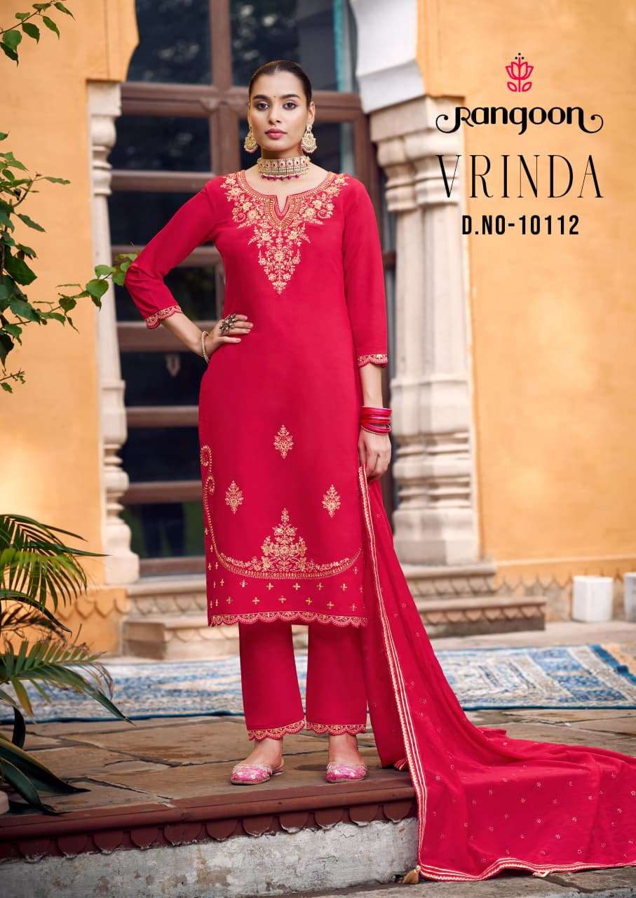 VRINDA BY RANGOON IN PURE SILK WITH FANCY WORK & FULL COTTON MUL INNER 