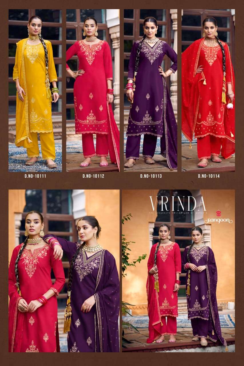 VRINDA BY RANGOON IN PURE SILK WITH FANCY WORK & FULL COTTON MUL INNER 