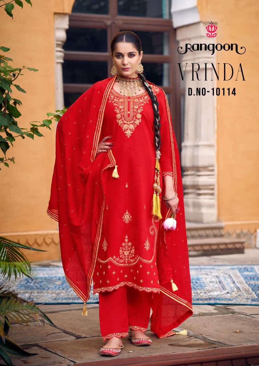 VRINDA BY RANGOON IN PURE SILK WITH FANCY WORK & FULL COTTON MUL INNER 