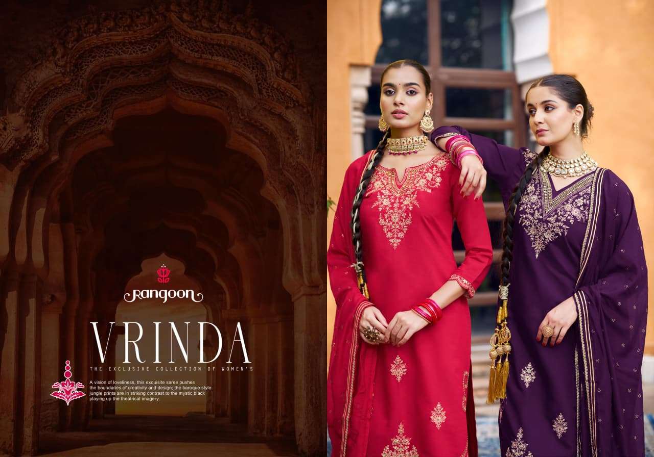 VRINDA BY RANGOON IN PURE SILK WITH FANCY WORK & FULL COTTON MUL INNER 