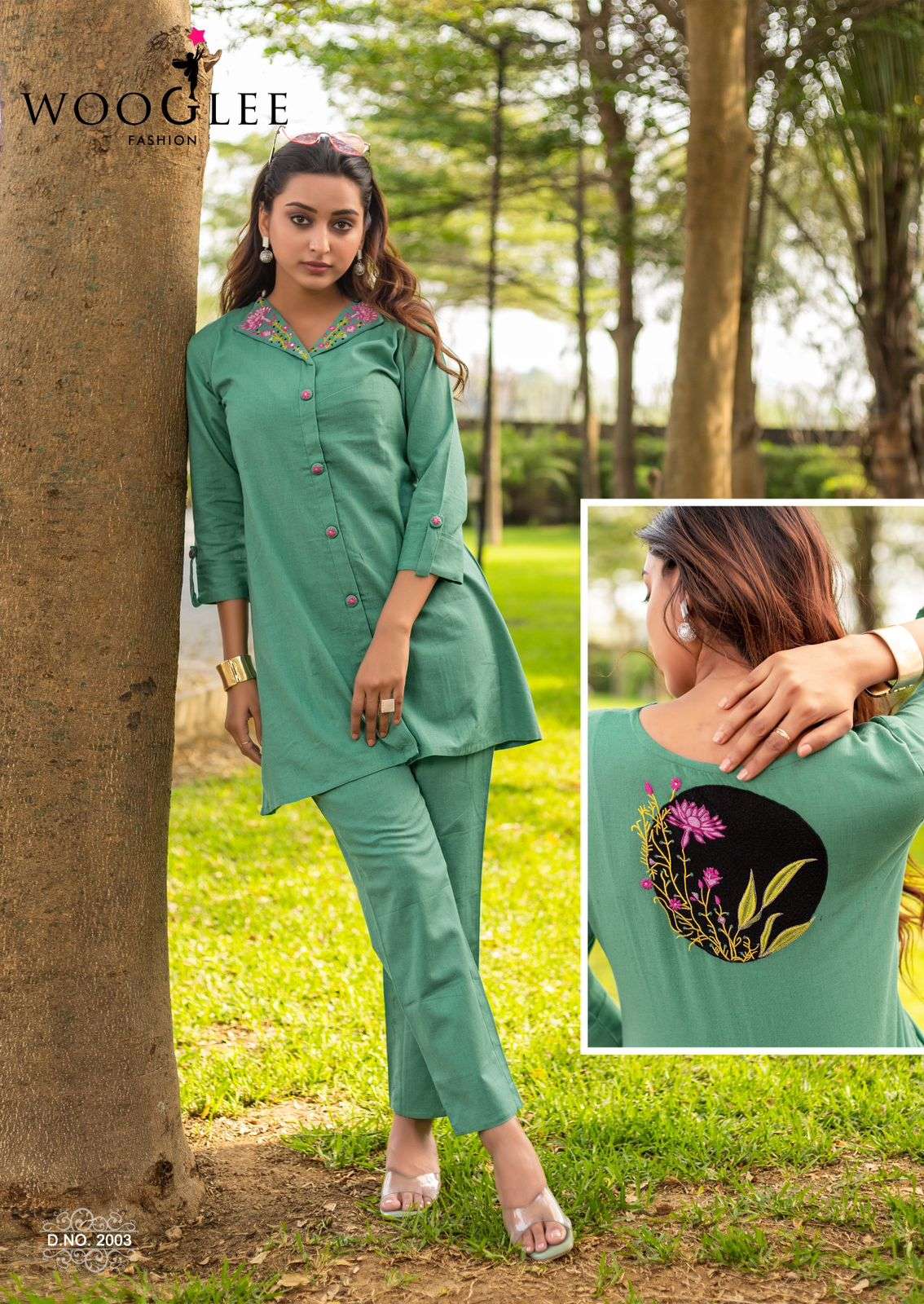 ZEEL BY WOOGLEE IN COTTON FLEX CO-ORD SET WITH THREAD & HAND WORK 