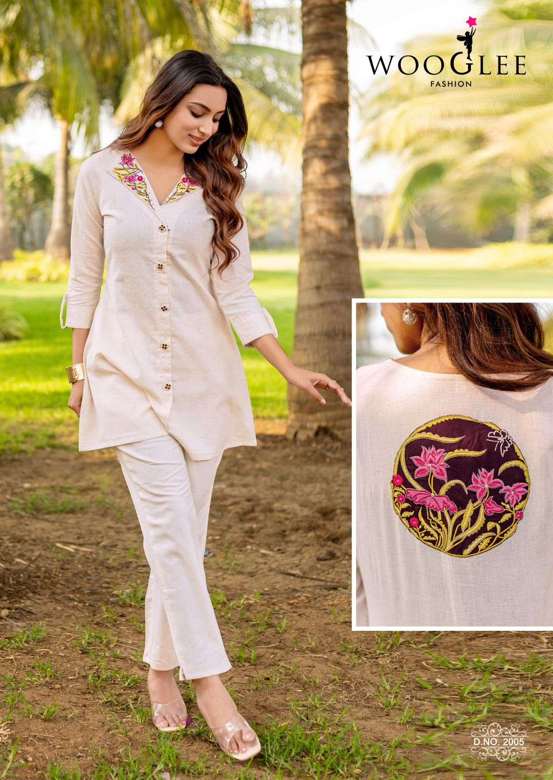 ZEEL BY WOOGLEE IN COTTON FLEX CO-ORD SET WITH THREAD & HAND WORK 