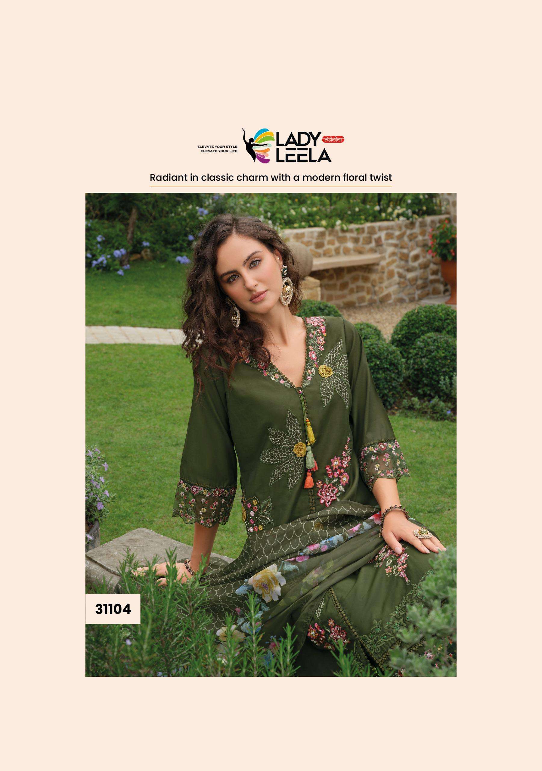 ZOYA BY LADY LEELA IN VISCOSE SILK KURTI WITH DAMAN & SLEEVE EMBROIDERY WORK 