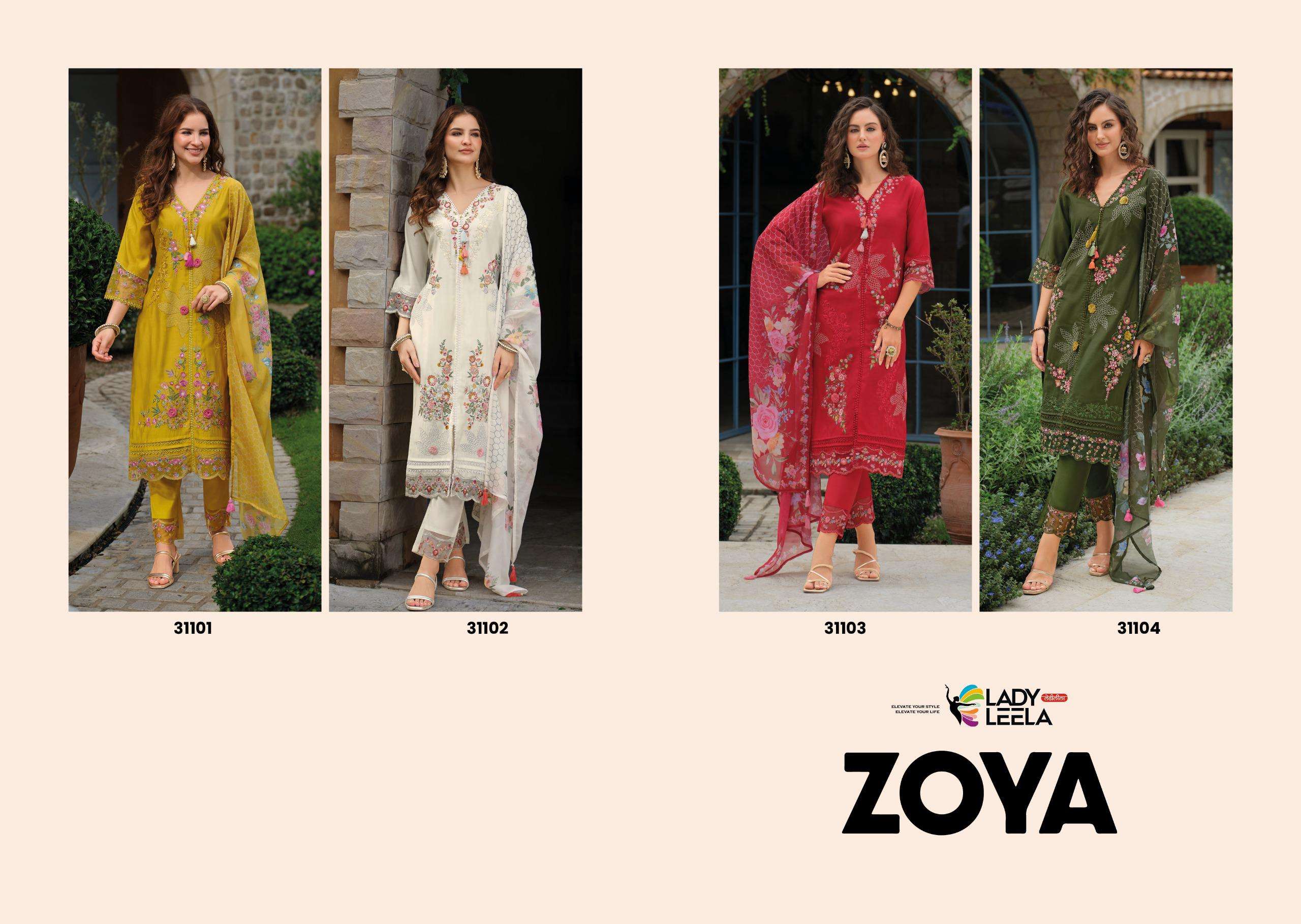 ZOYA BY LADY LEELA IN VISCOSE SILK KURTI WITH DAMAN & SLEEVE EMBROIDERY WORK 