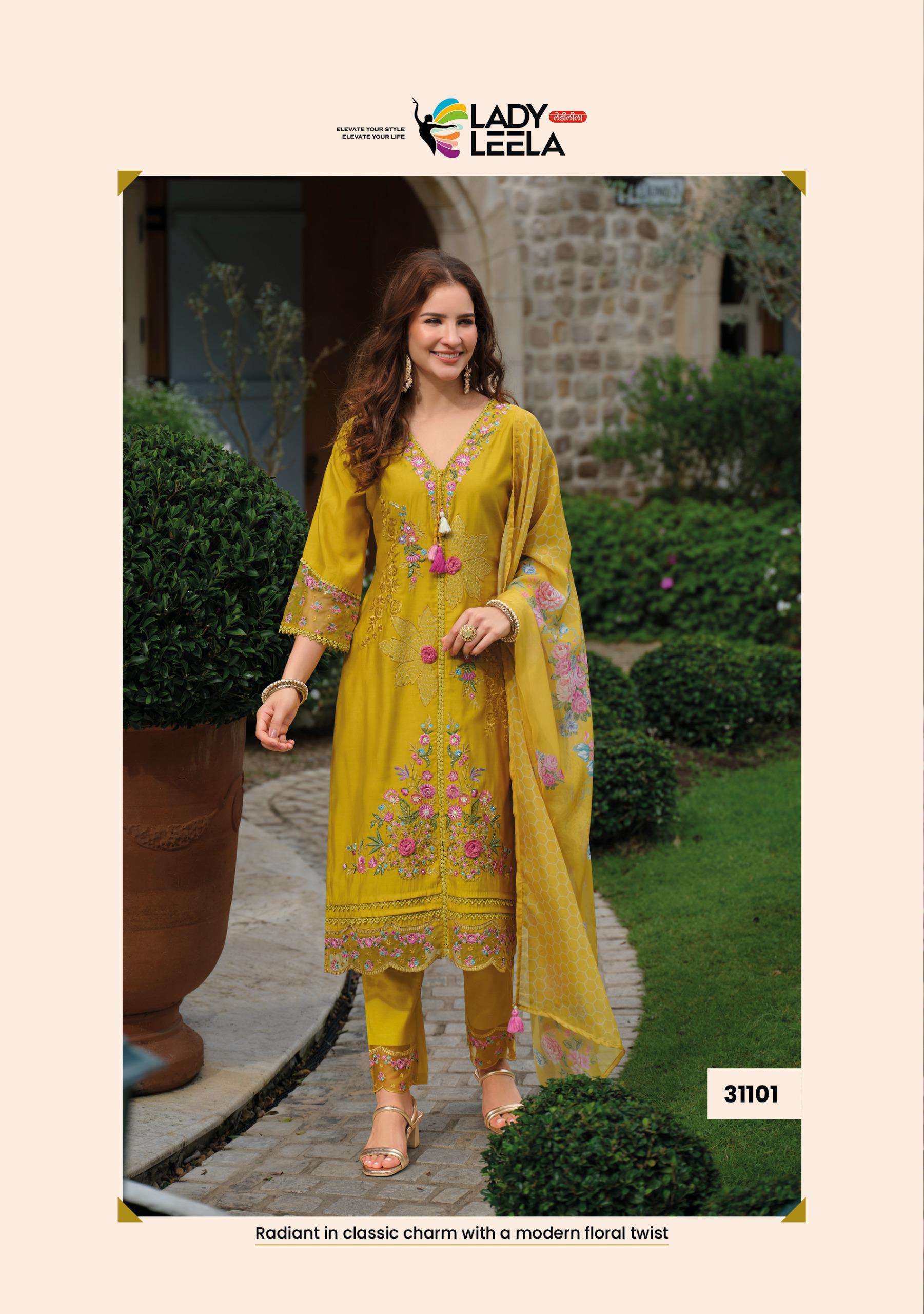 ZOYA BY LADY LEELA IN VISCOSE SILK KURTI WITH DAMAN & SLEEVE EMBROIDERY WORK 