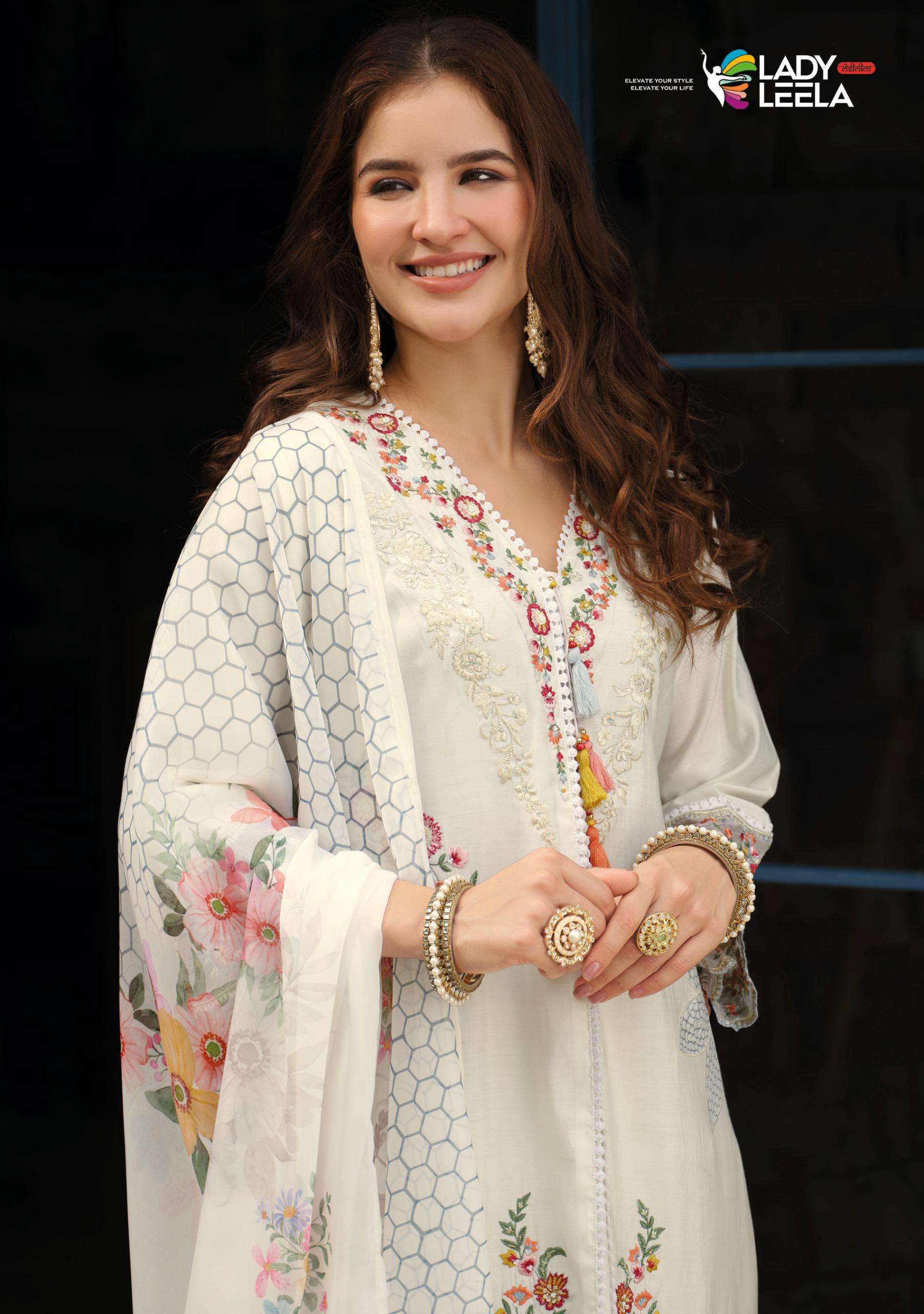 ZOYA BY LADY LEELA IN VISCOSE SILK KURTI WITH DAMAN & SLEEVE EMBROIDERY WORK 