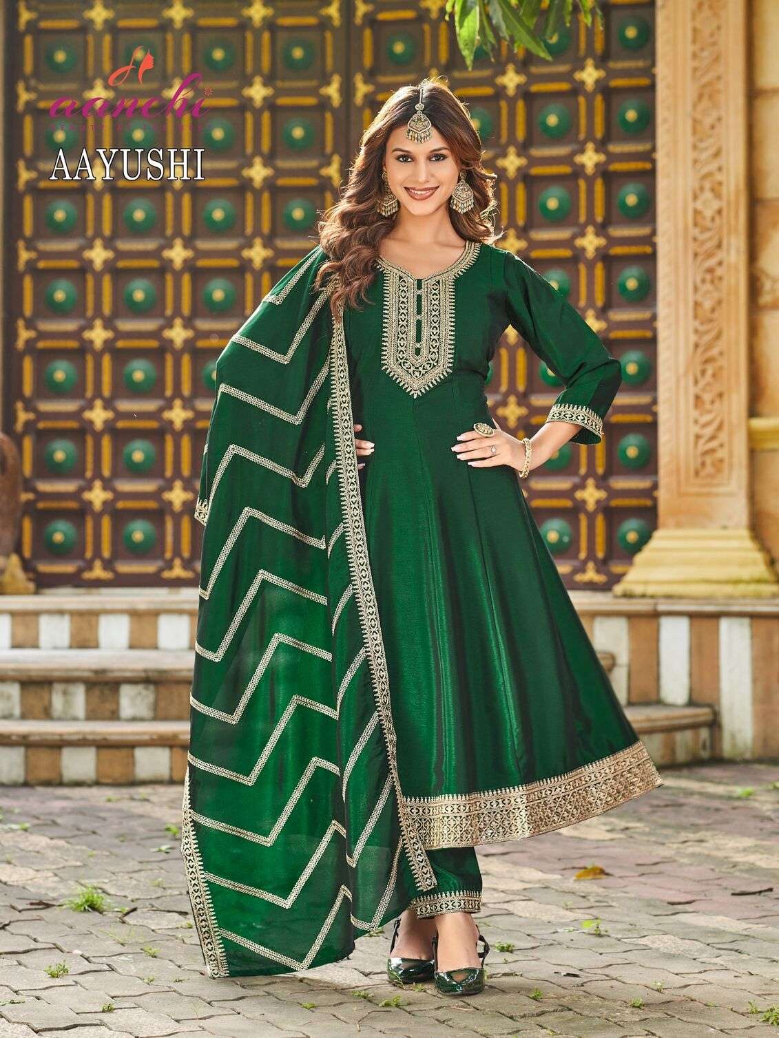 AAYUSHI BY AANCHI IN CRYSTAL SILK WITH FANCY DUPATTA AND EMBROIDERY WORK