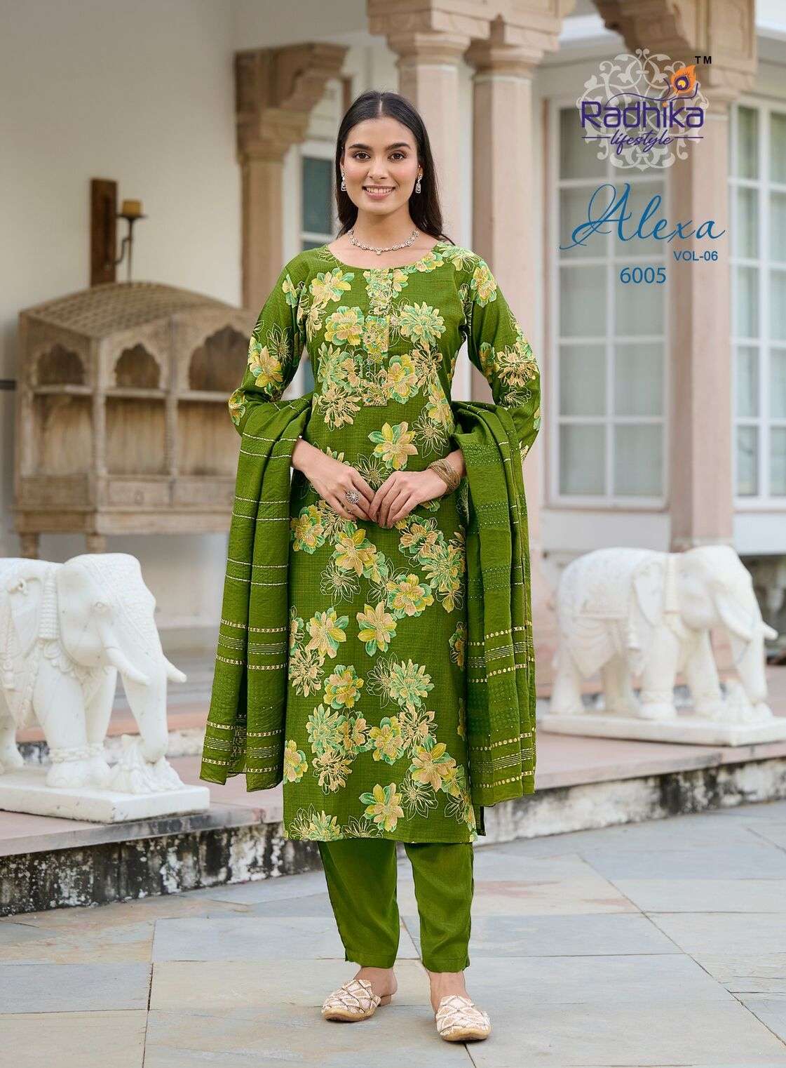 ALEXA VOL-6 BY RADHIKA LIFE STYLE IN VERTICAN SILK FOIL PRINT WITH HANDWORK 