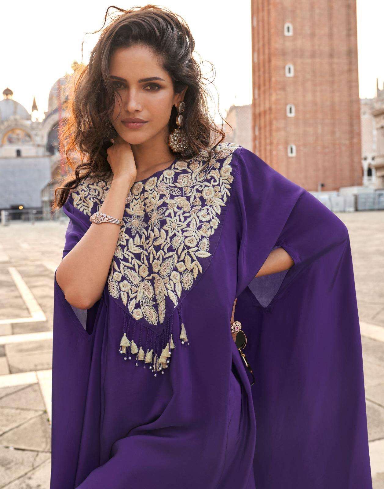 AVIKA BY SAYURI DESIGNER IN REAL CHINON SILK WITH HAND EMBROIDERED TOP & PLAZZO