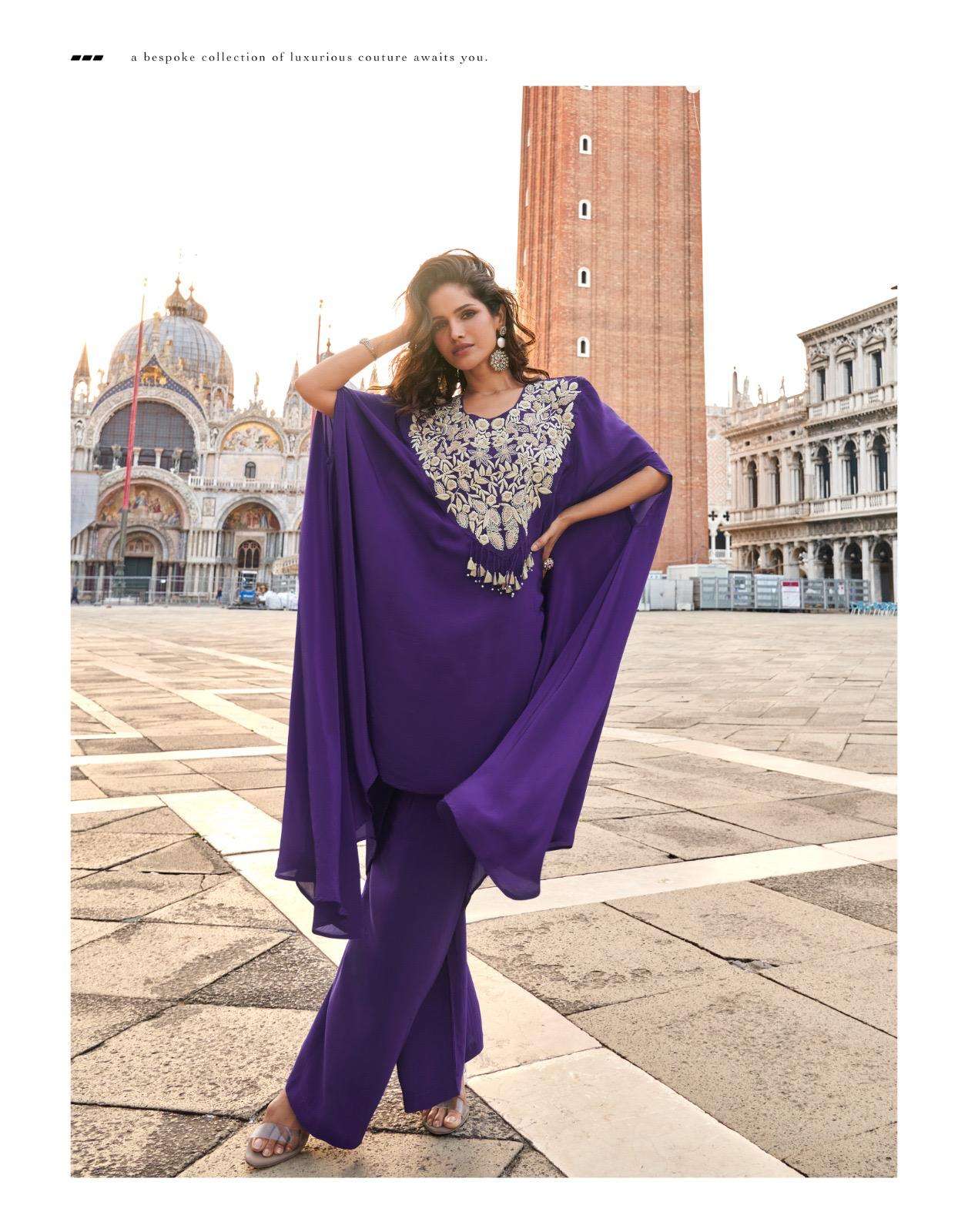 AVIKA BY SAYURI DESIGNER IN REAL CHINON SILK WITH HAND EMBROIDERED TOP & PLAZZO