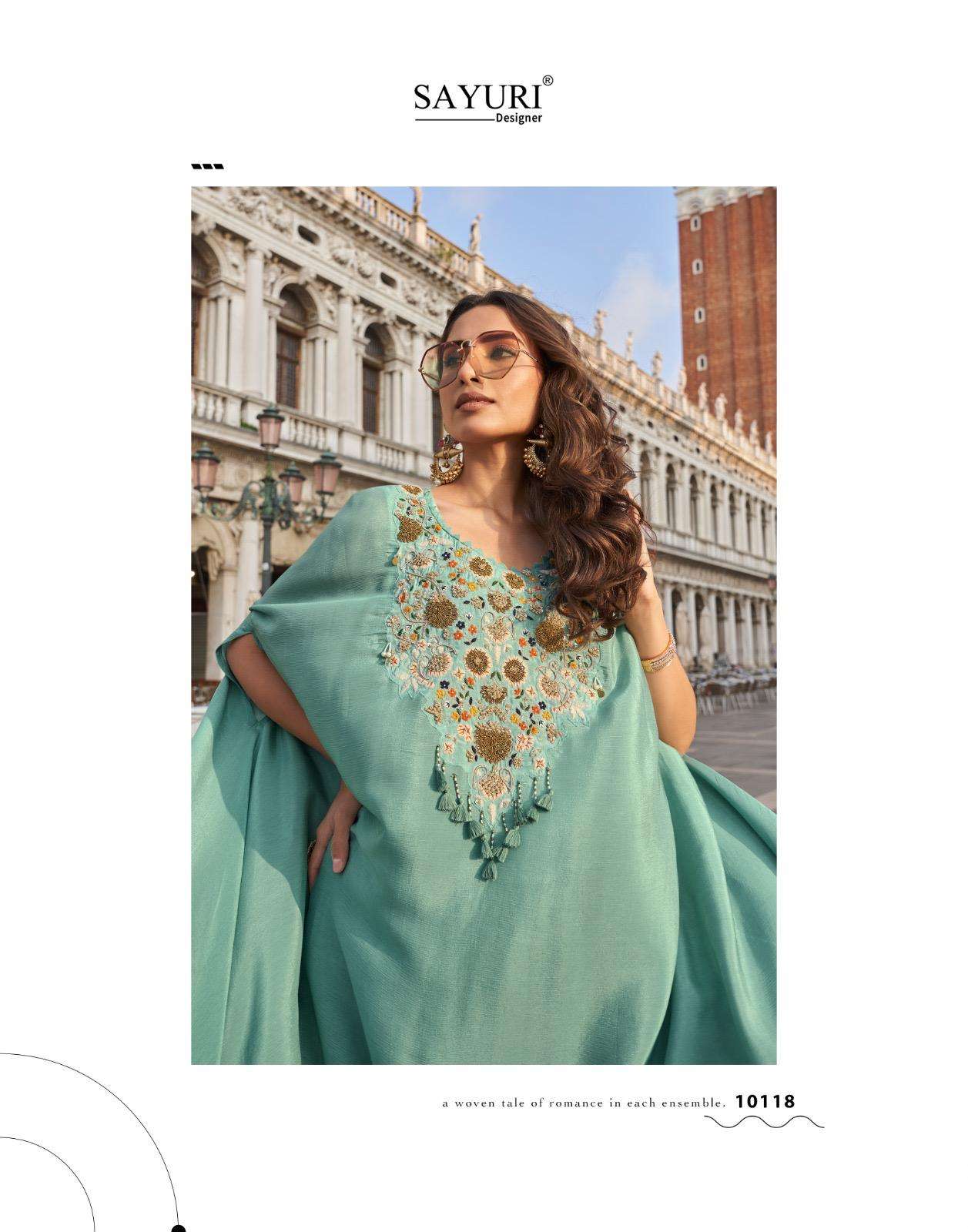AVIKA BY SAYURI DESIGNER IN REAL CHINON SILK WITH HAND EMBROIDERED TOP & PLAZZO