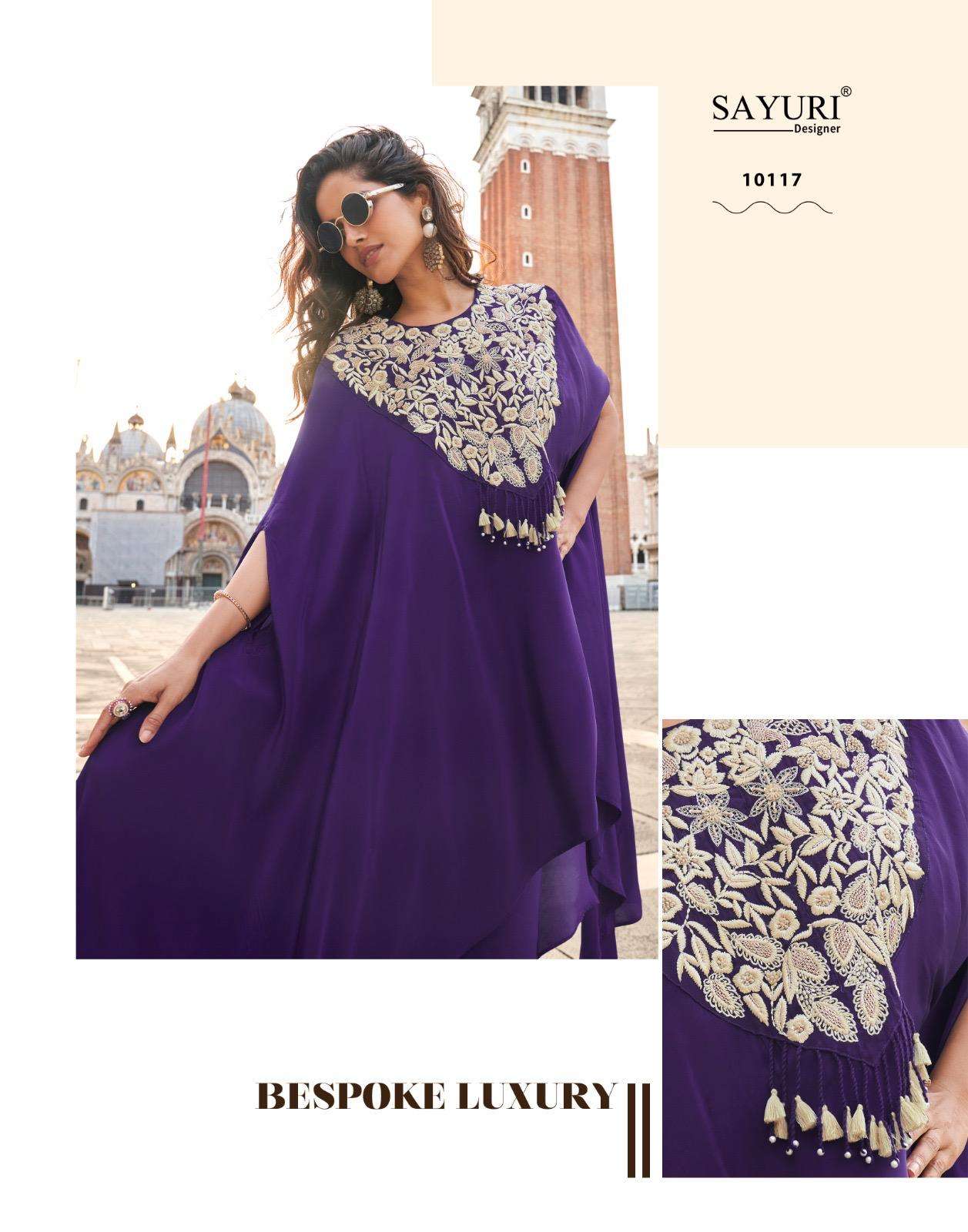 AVIKA BY SAYURI DESIGNER IN REAL CHINON SILK WITH HAND EMBROIDERED TOP & PLAZZO