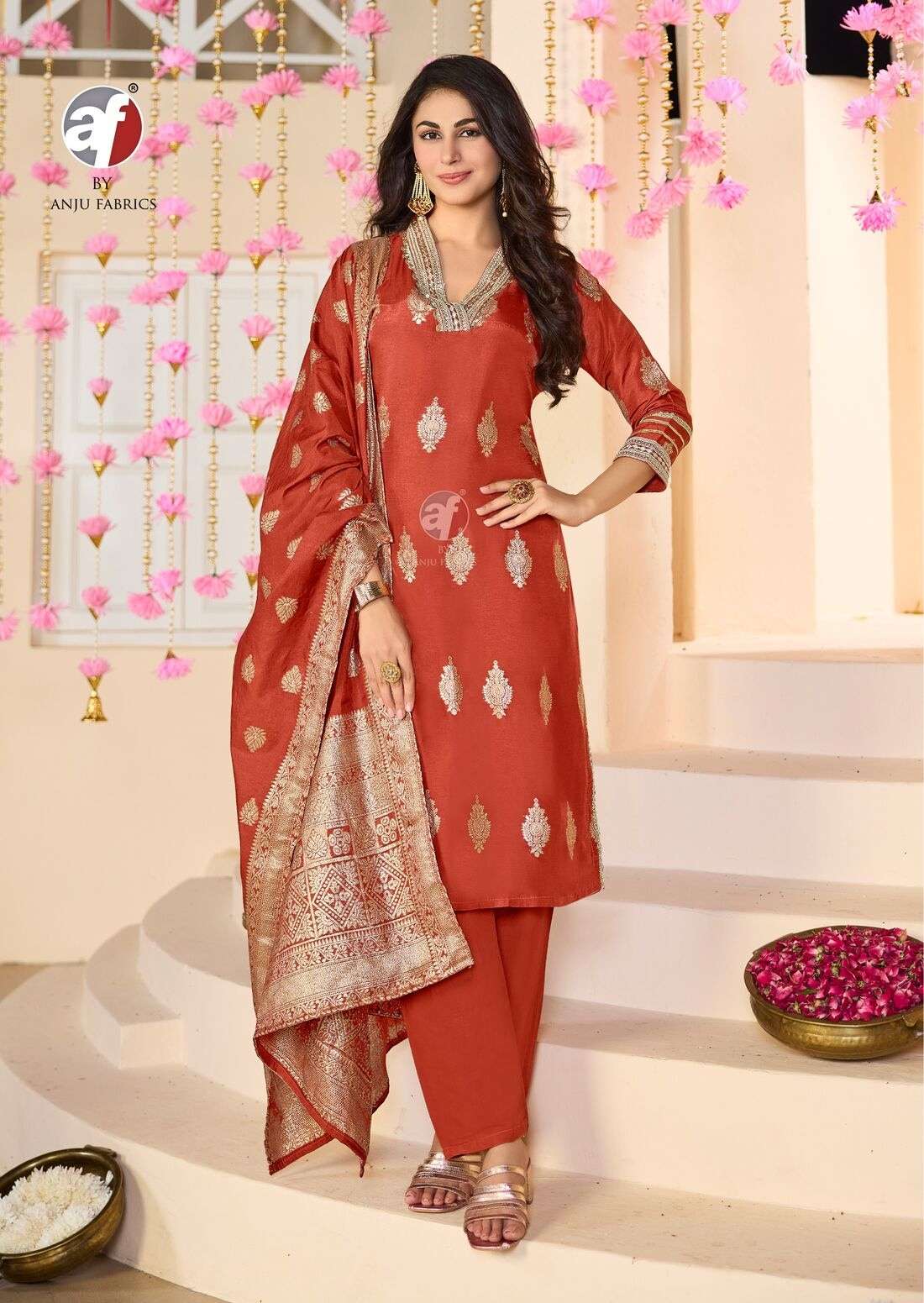 BANDHAN VOL-5 BY ANJU FABRICS IN PURE DOLA SILK KURTI PANT WITH HEAVY JACQUARD DUPATTA 