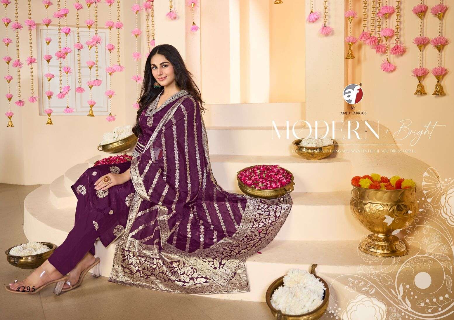 BANDHAN VOL-5 BY ANJU FABRICS IN PURE DOLA SILK KURTI PANT WITH HEAVY JACQUARD DUPATTA 