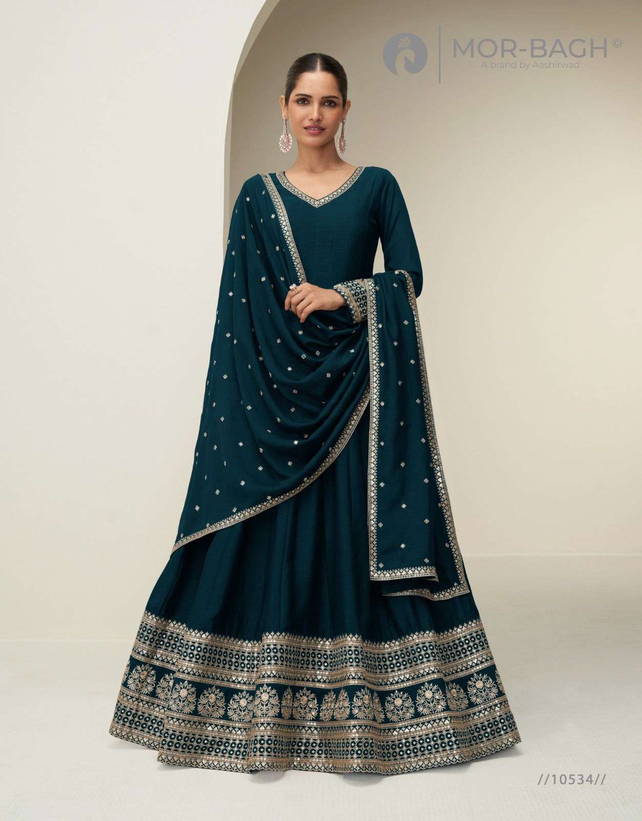 CHANDRIKA BY AASHIRWAD CREATION IN PREMIUM SILK FREE SIZE STITCH COLLECTION